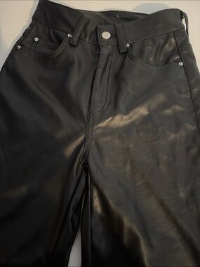 Woman’s Black Faux Leather Jeans - Classic Straight Fit by H&M